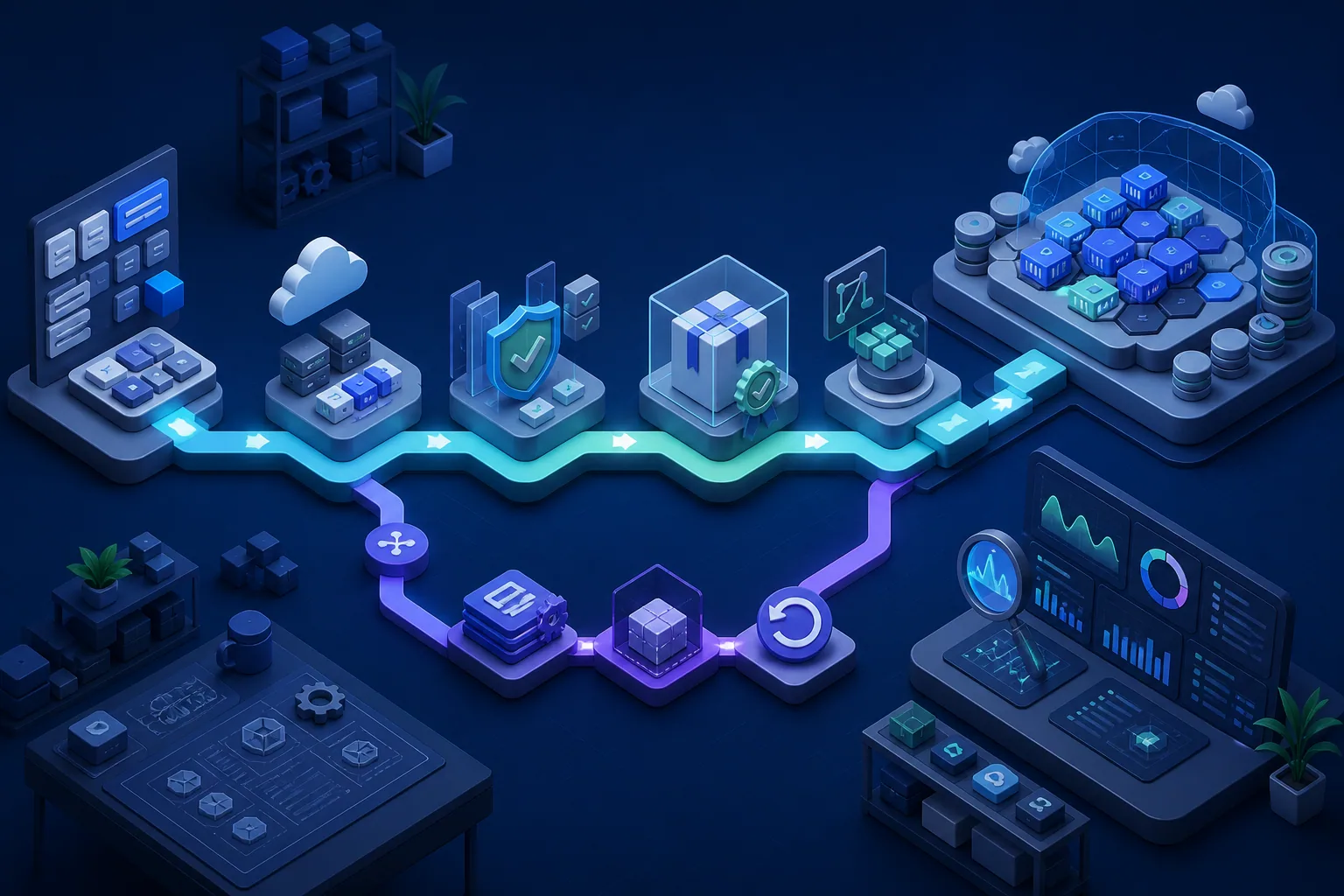 Secure repeatable software delivery path from service template through policy and deployment to a Kubernetes platform